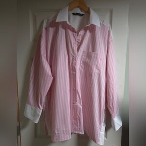Zara Overz Striped Button Down